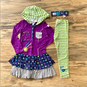 Naartjie Sunshine Nation Dress & Striped Leggings w/ Headband Size 7 XL 6 L
